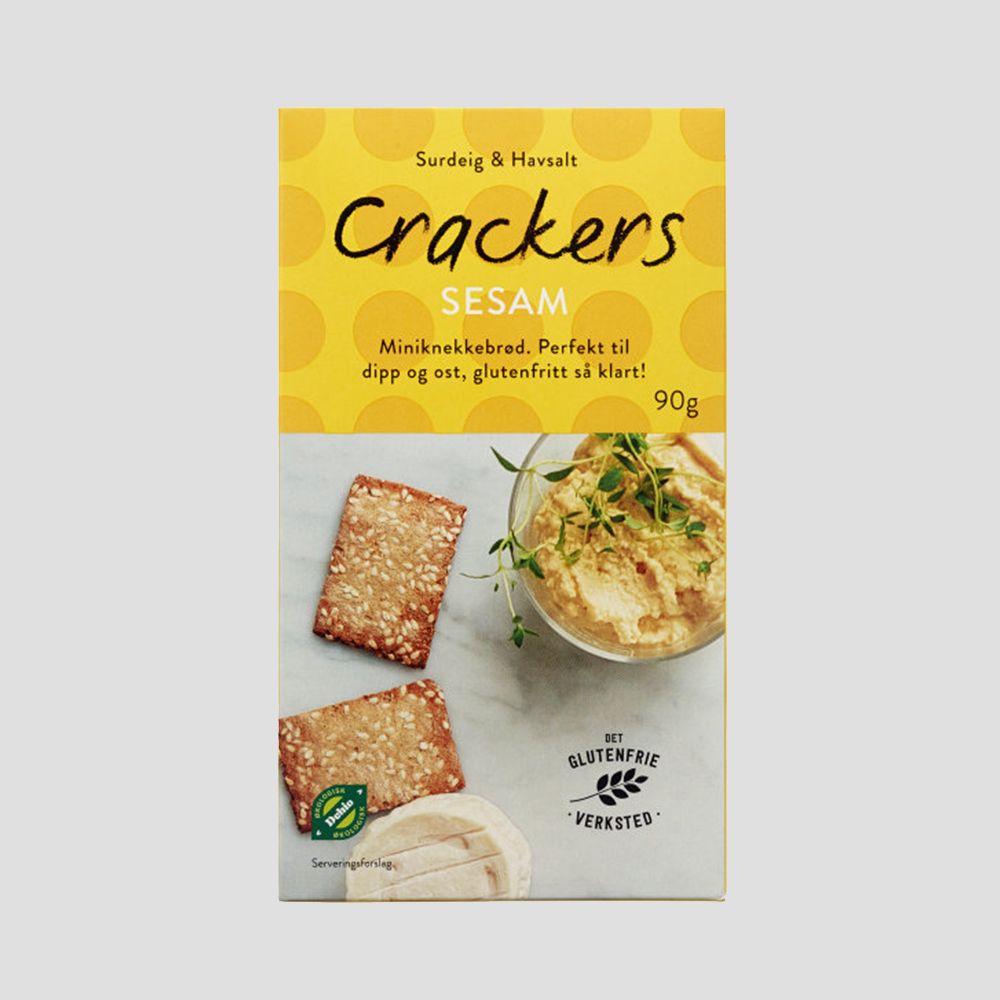 Det Glutenfrie Verksted sine crackers med sesamfrø